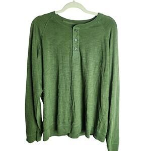 VINCE Olive green Slub-Knit Henley Men's Sz L classic casual 100% cotton soft